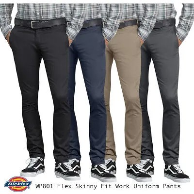 Мужские брюки-скинни Dickies WP801 Flex Skinny Fit с прямыми штанинами, рабочая форма из твила