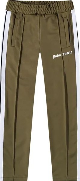 Брюки Palm Angels Slim Track Pants 'Military/White', зеленый