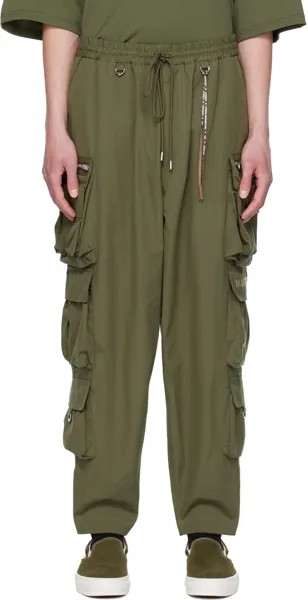 Зеленые брюки-карго с несколькими карманами MASTERMIND WORLD