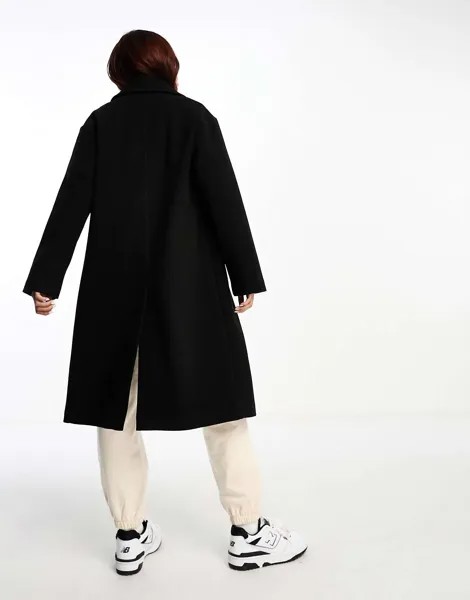 Черное непринужденное формальное пальто на пуговицах New Look