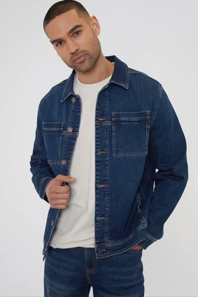 Джинсовая куртка Lymm средней степени стирки Threadbare, синий