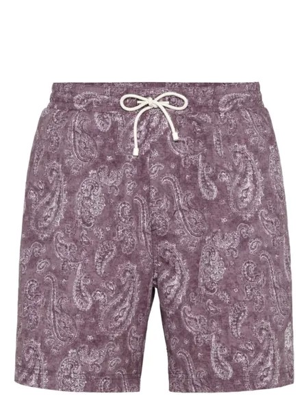 Brunello Cucinelli плавки-шорты с принтом, фиолетовый