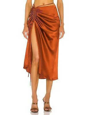 NICHOLAS Женская юбка-карандаш миди с оранжевым галстуком и регулируемой передней частью для вечеринки 4