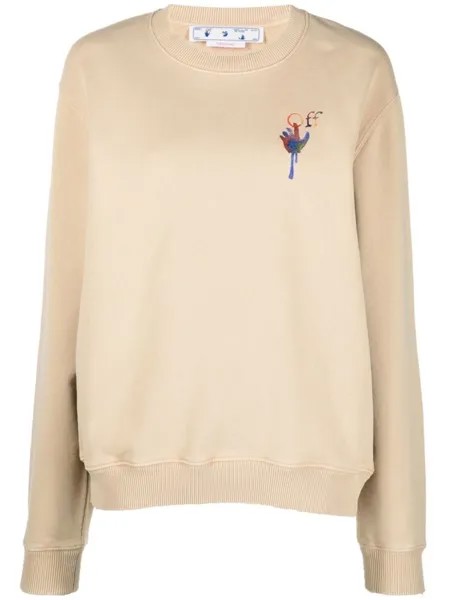Off-White толстовка Draining Man с вышитым логотипом, нейтральный цвет