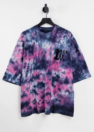 Oversized-лонгслив с короткими рукавами и принтом тай-дай ASOS DESIGN-Разноцветный