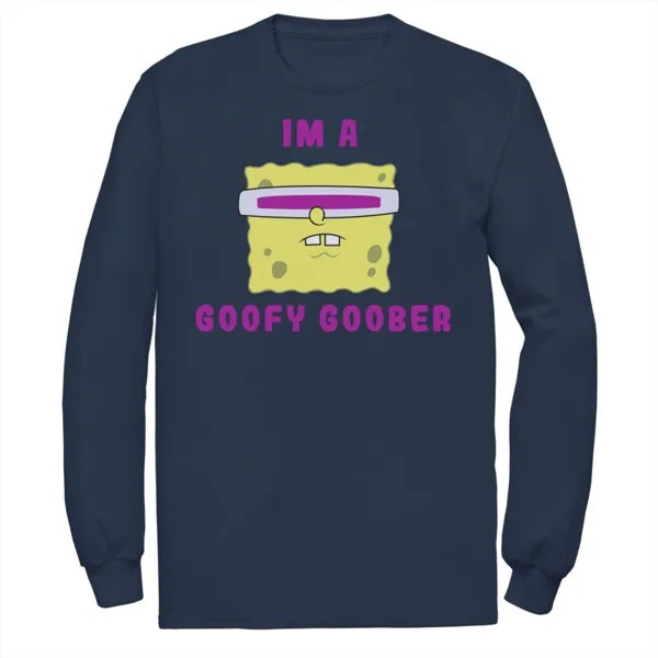 Мужская футболка SpongeBob SquarePants I’m A Goofy Goober с длинными рукавами и цветком в виде портрета Nickelodeon, синий