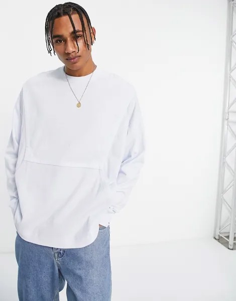 Серо-голубая плотная футболка в стиле oversized со вставками и длинными рукавами ASOS DESIGN-Фиолетовый цвет