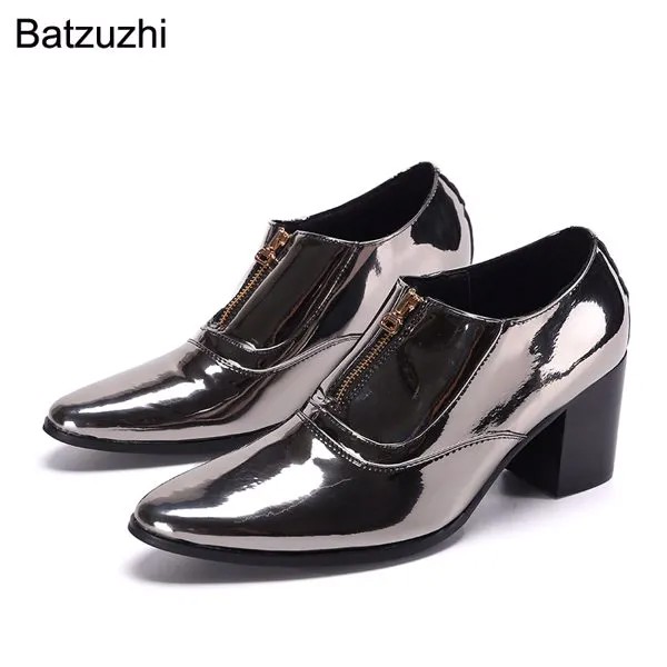 Batzuzhi мужские туфли итальянского типа, золотистые, с металлическим носком, черные лакированные кожаные туфли для мужчин, для вечеринки и свадьбы/бизнеса, искусственная кожа