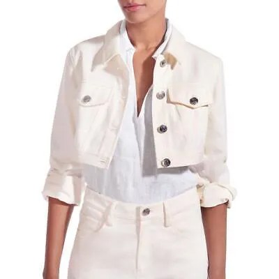 STAUD Женская белая укороченная джинсовая куртка с длинными рукавами Trucker XS BHFO 6097