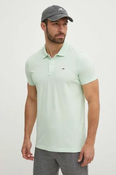 Хлопковое поло Tommy Jeans, зеленый
