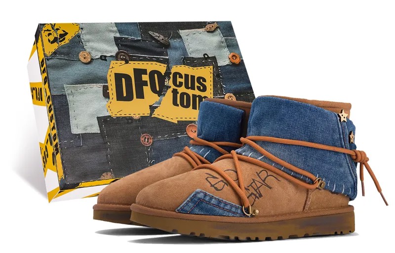 CLASSIC MINI Зимние ботинки женские черные сине-голубые Ugg