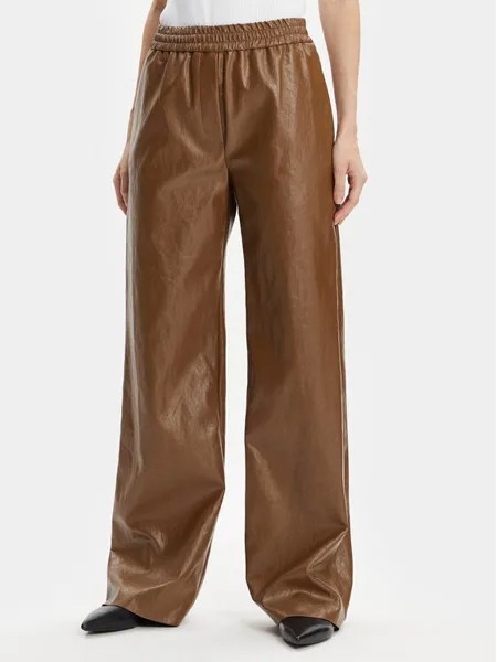 Широкие брюки из искусственной кожи Weekend Max Mara, коричневый