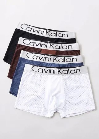 Мужские 4Pcs Mesh Modal Breathable Thin Letter Elastic Waist Home Boxers Briefs