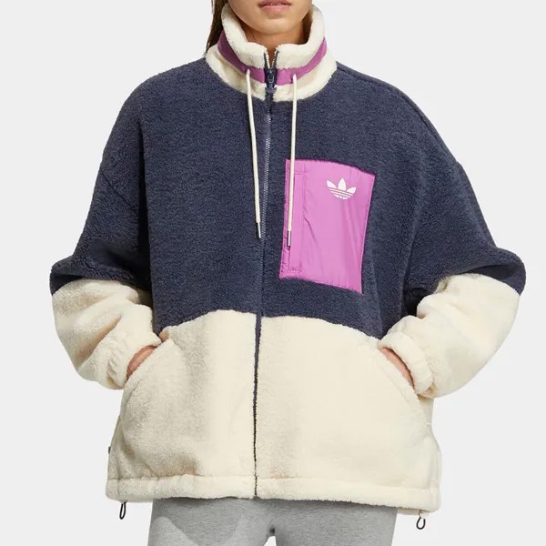 Куртка Adidas Short Sherpa Fleece, бежевый/фиолетовый