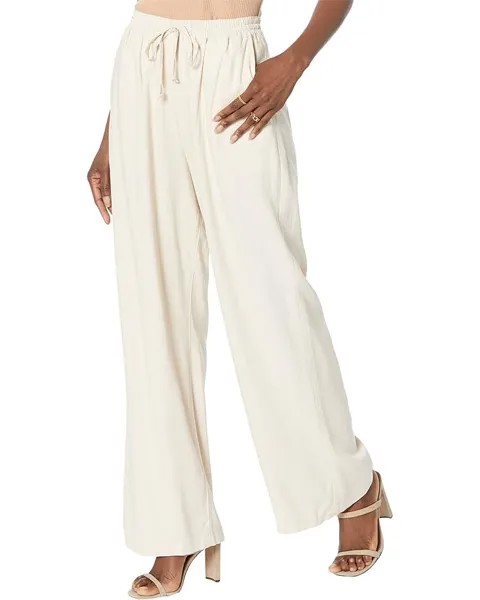 Брюки Blank NYC Pull-On Drawstring Wide Leg Linen in Sand Bath, песочный