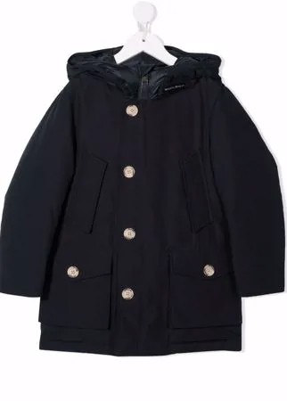 Woolrich Kids пуховик с капюшоном и логотипом