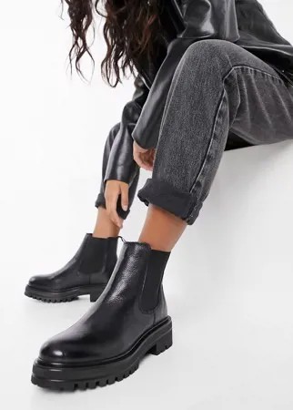 Черные кожаные массивные ботинки челси Rule London-Черный