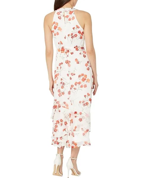 Платье Calvin Klein Chiffon Print Mock Neck Maxi Dress, цвет Fire Multi