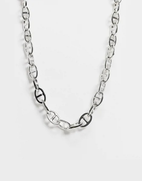 Серебристое ожерелье со звеньями-замочками ASOS DESIGN-Серебристый