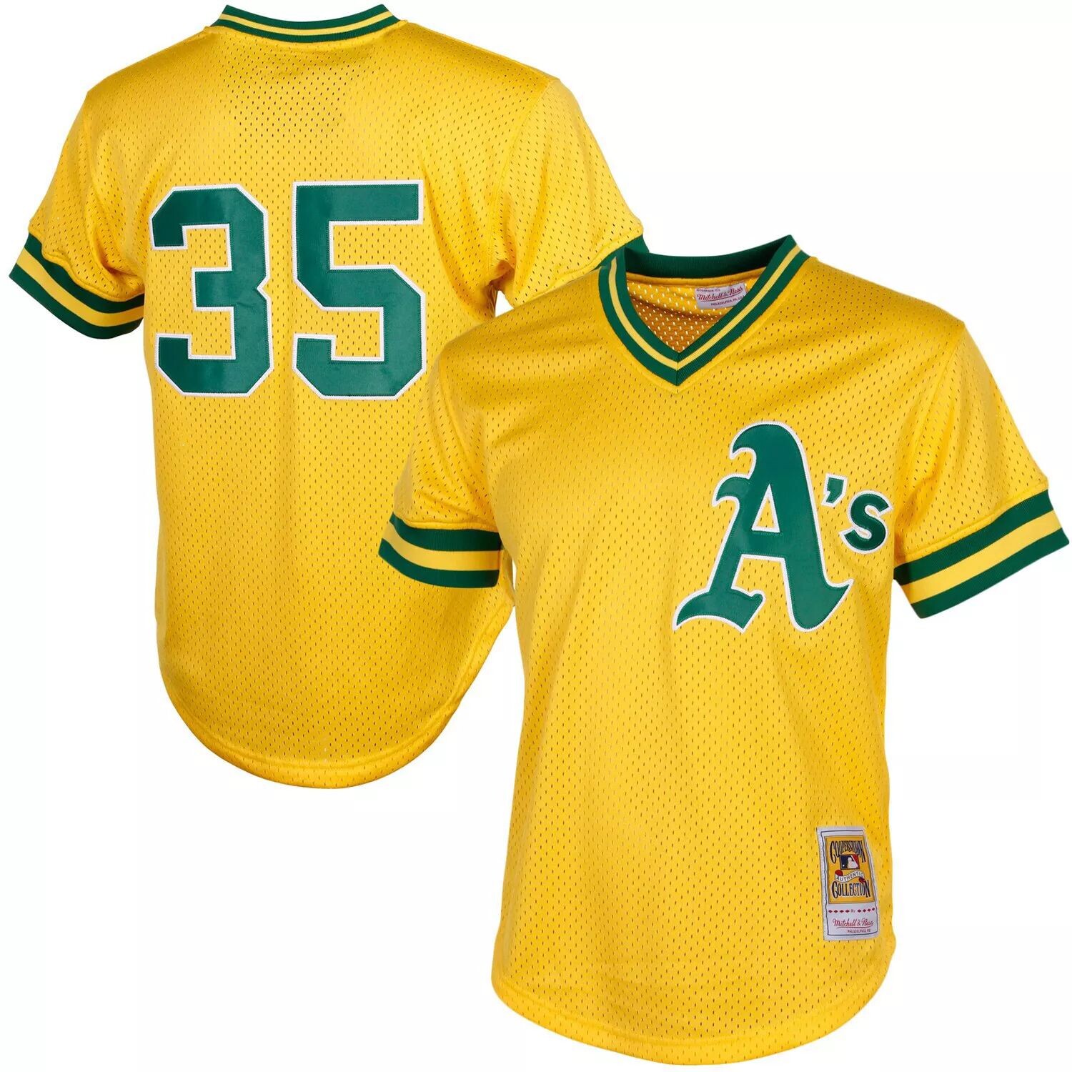 Мужская тренировочная майка с сеткой Mitchell & Ness Rickey Henderson Oakland Athletics Cooperstown, желтая