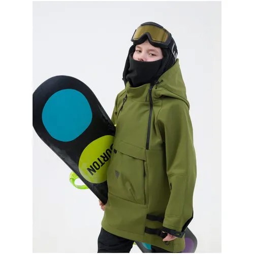 Горнолыжная куртка Sherysheff, несъемный капюшон, светоотражающие элементы, мембранная, регулируемый капюшон, водонепроницаемая, регулируемые манжеты, карман для ски-пасса, регулируемый край, ветрозащитная, карманы, размер 140, хаки