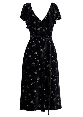 Платье-миди из шелковой ткани с принтом звезд