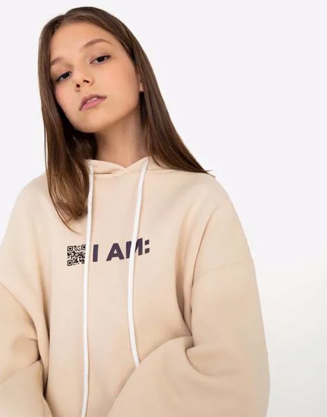 Худи oversize с QR-кодом для девочки Gloria Jeans