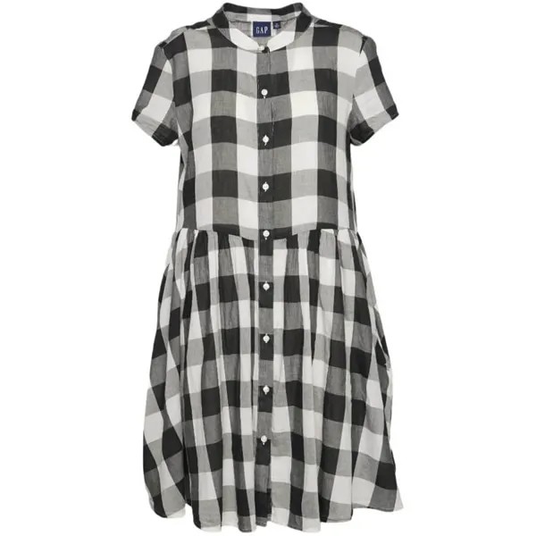 Платье-рубашка GAP Empire Waist Mini Shirtdress, черно-белый
