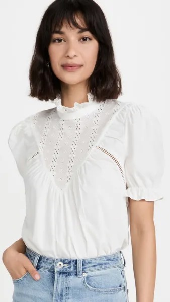 Блуза English Factory Short Sleeve Lace Yoke, белый