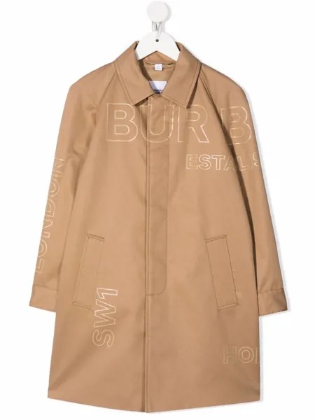 Burberry Kids Horseferry print cotton twill car coat