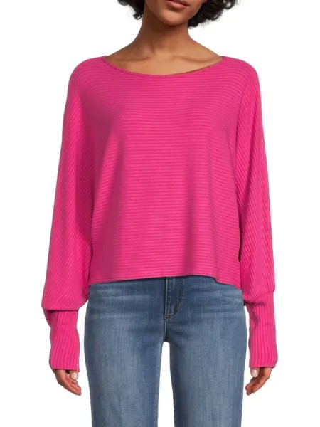 Свитер «летучая мышь» в рубчик перцового цвета Velvet, цвет Hot Pink