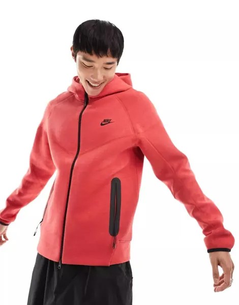 Красная худи на молнии Nike Tech Fleece