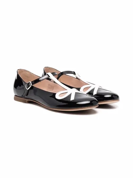 Gallucci Kids TEEN bow-detail patent-leather ballerina shoes