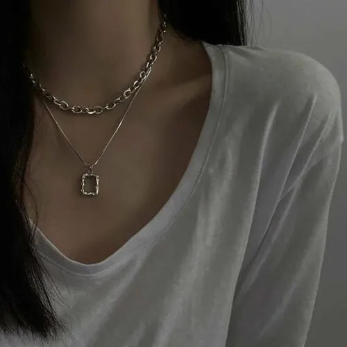 Комплект украшений pendant necklace, длина 47 см., серебряный