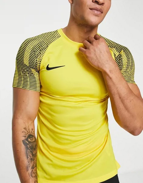 Желтая футболка с контрастными рукавами Nike Football Academy Dri-FIT-Желтый