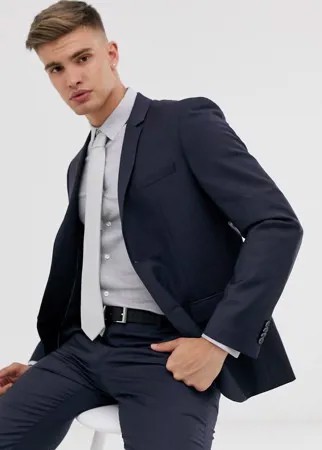 Фактурный приталенный пиджак Calvin Klein-Темно-синий