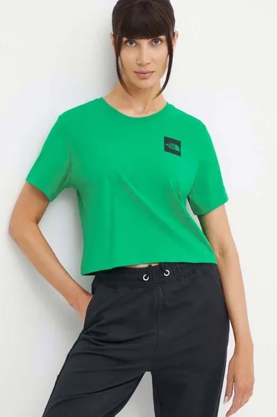 Хлопковая футболка The North Face, зеленый