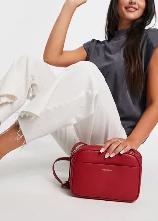 Красная кожаная сумка через плечо Paul Costelloe-Красный