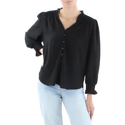 Женская черная блузка Milano с V-образным вырезом и присборенной рубашкой на пуговицах L BHFO 6086