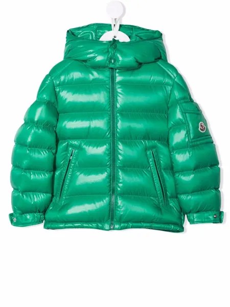 Moncler Enfant пуховик с капюшоном и логотипом