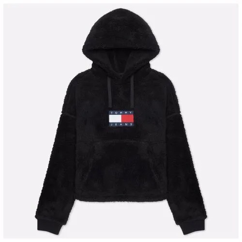 Женская толстовка Tommy Jeans ABO Cropped Plush Hoodie чёрный , Размер M