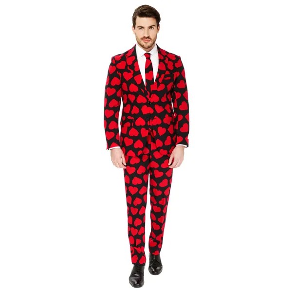 Мужской костюм и галстук Slim-Fit с узором OppoSuits, ярко-красный