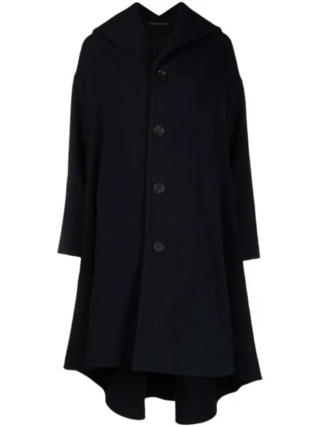 Yohji Yamamoto пальто макси с вырезами, синий