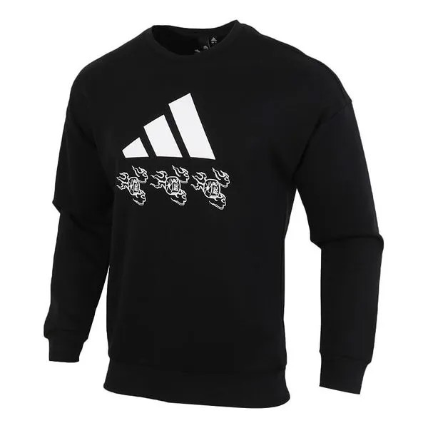 Толстовка Adidas logo Applique Hooded Round-neck Loose Sweater Men Black, Черный