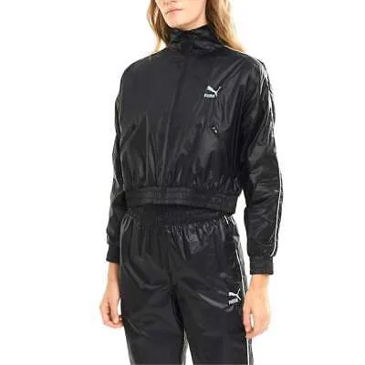 Puma Iconic T7 Woven Full Zip Track Jacket Женские черные пальто Куртки Верхняя одежда
