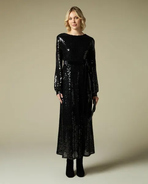 Женское длинное платье с пайетками NICE&CHIC, черный
