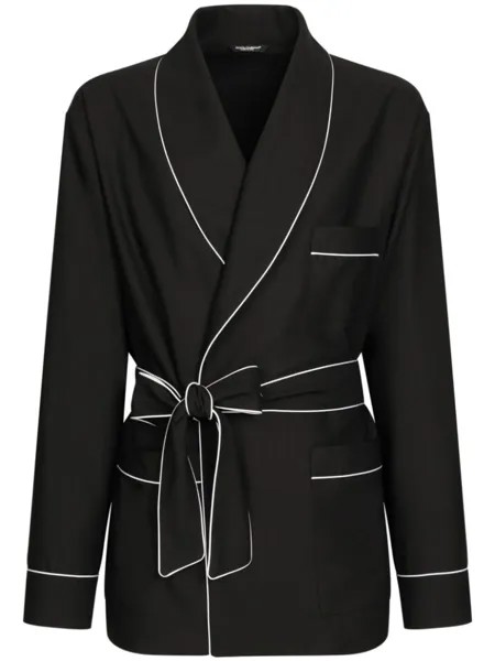 Dolce & Gabbana халат с контрастной отделкой, черный