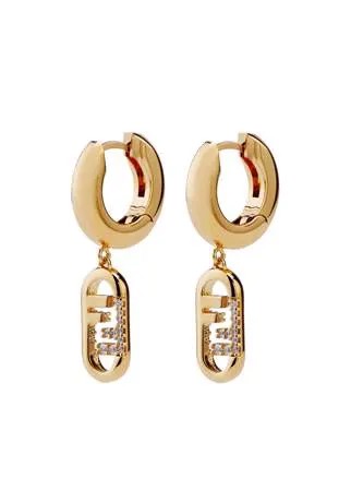 Fendi позолоченные серьги-кольца O'Lock с кристаллами