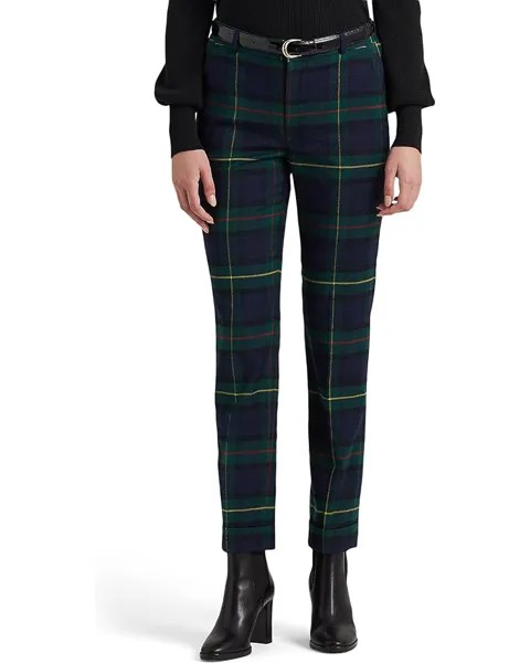 Брюки LAUREN Ralph Lauren Petite Plaid Pleated Twill Ankle, цвет Green Multi