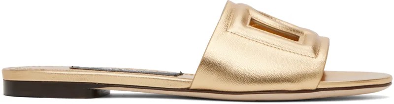 Золотые шлепанцы Dolce & Gabbana DG